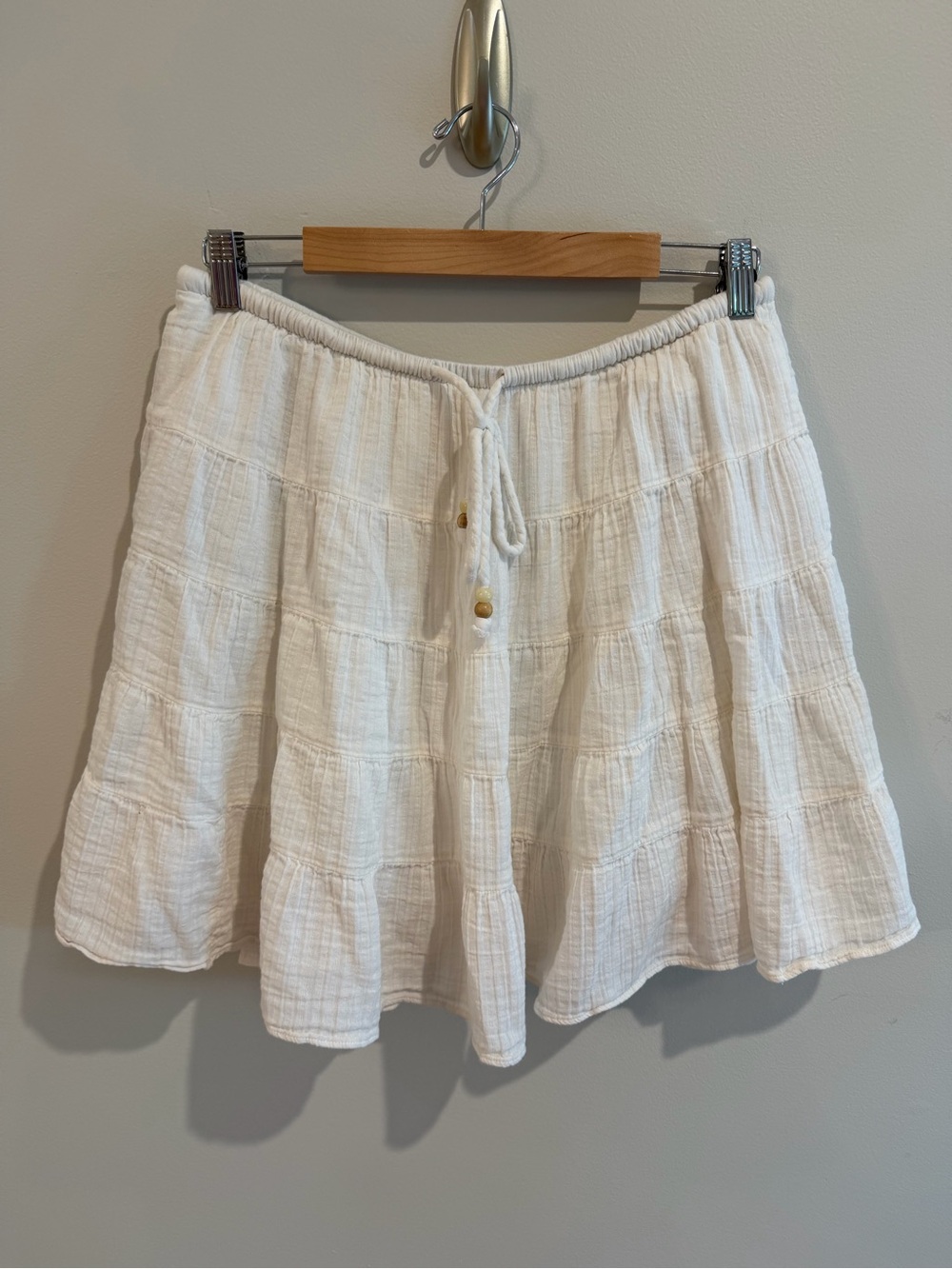 Universal Thread White Tiered Cotton Skirt with Drawstring